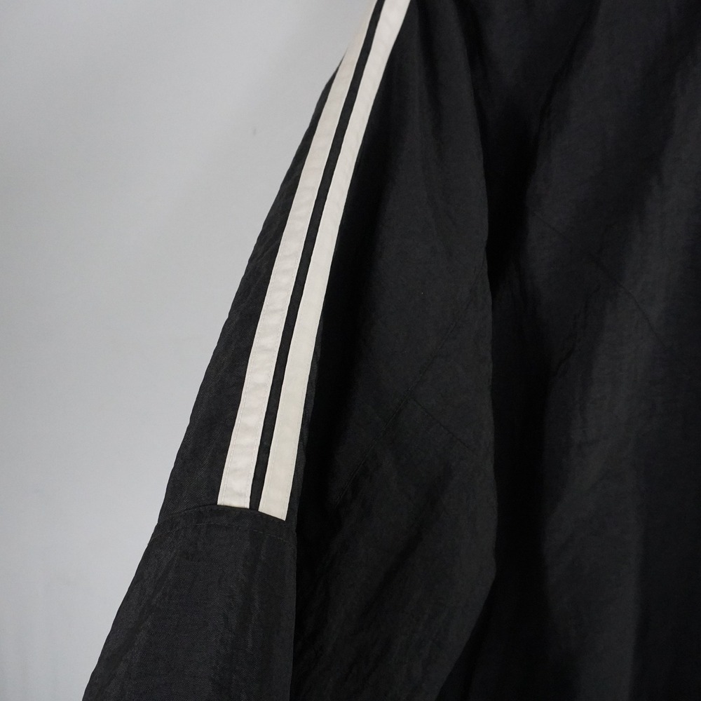 VTG TYR Windbreaker Puffer Jacket Hooded Black White Stripe Zip 90s S Oversized - Picture 3 of 10
